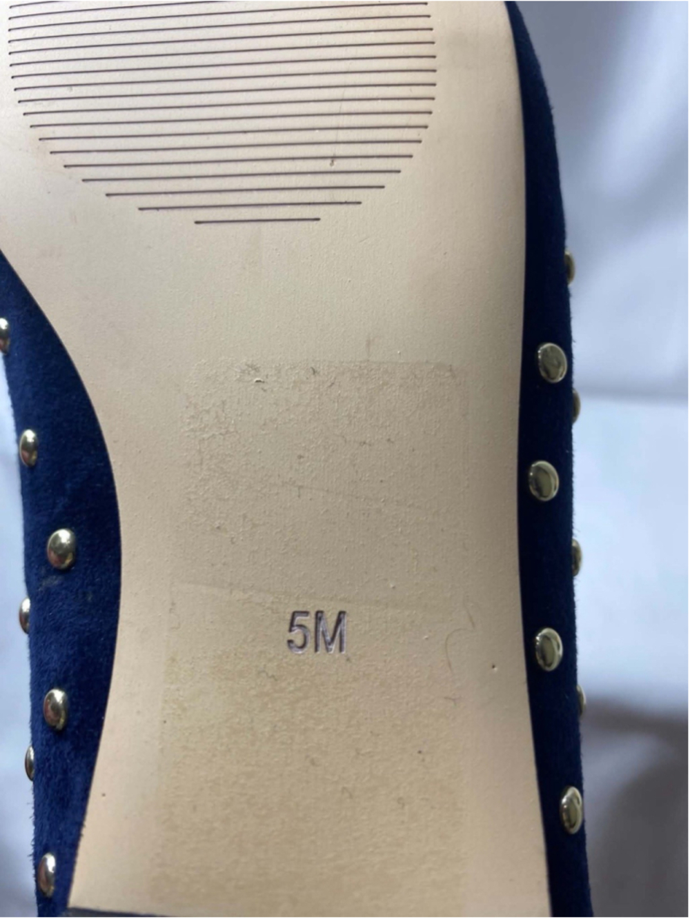 Talbots Women's Navy Suede Studded Slip-On Ballet Flats Bow Round Toe 5 Casual - Picture 9 of 10